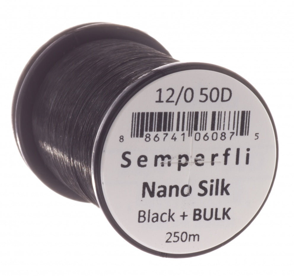 Semperfli Nano Silk 50D 12/0 Black Bulk 250m Spool - Sportinglife Turangi