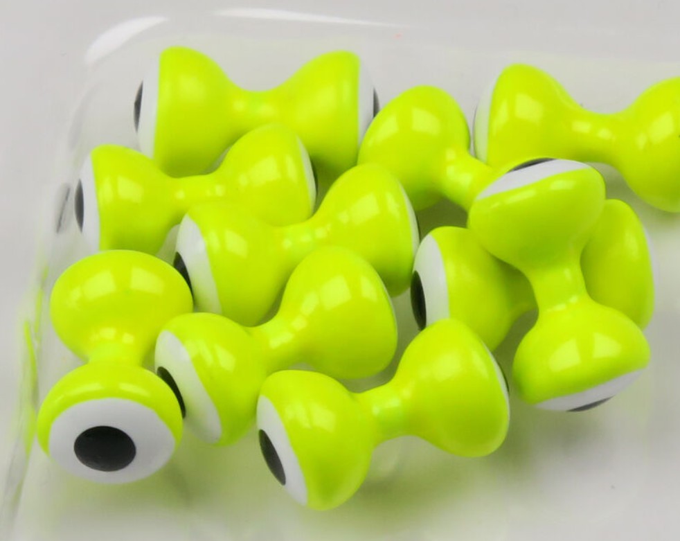 Hairline Double Pupil Lead Eyes | Chartreuse W White and Black - Sportinglife Turangi 