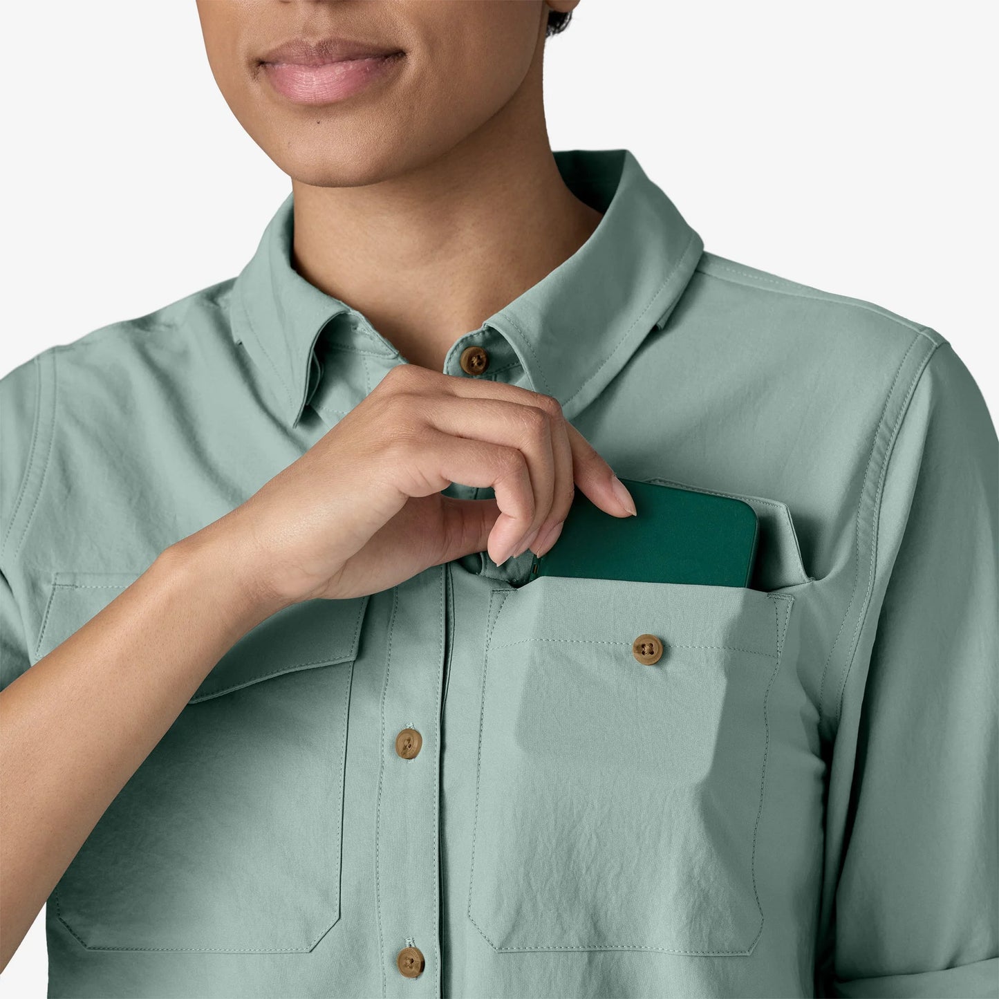 Patagonia Women's Long Sleeve Self Guided Sun Shirt - Thermal Blue