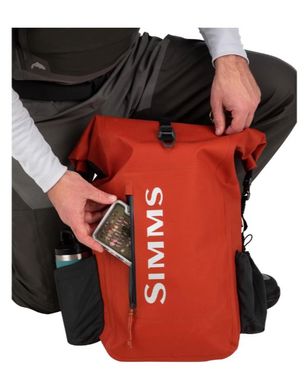 Simms Dry Creek Rolltop Backpack - Simms Orange - Sportinglife Turangi 