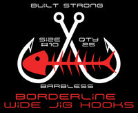 Borderline Jig Hook Wide Gape - Heavy Wire #10 & #12 - 25 per pack