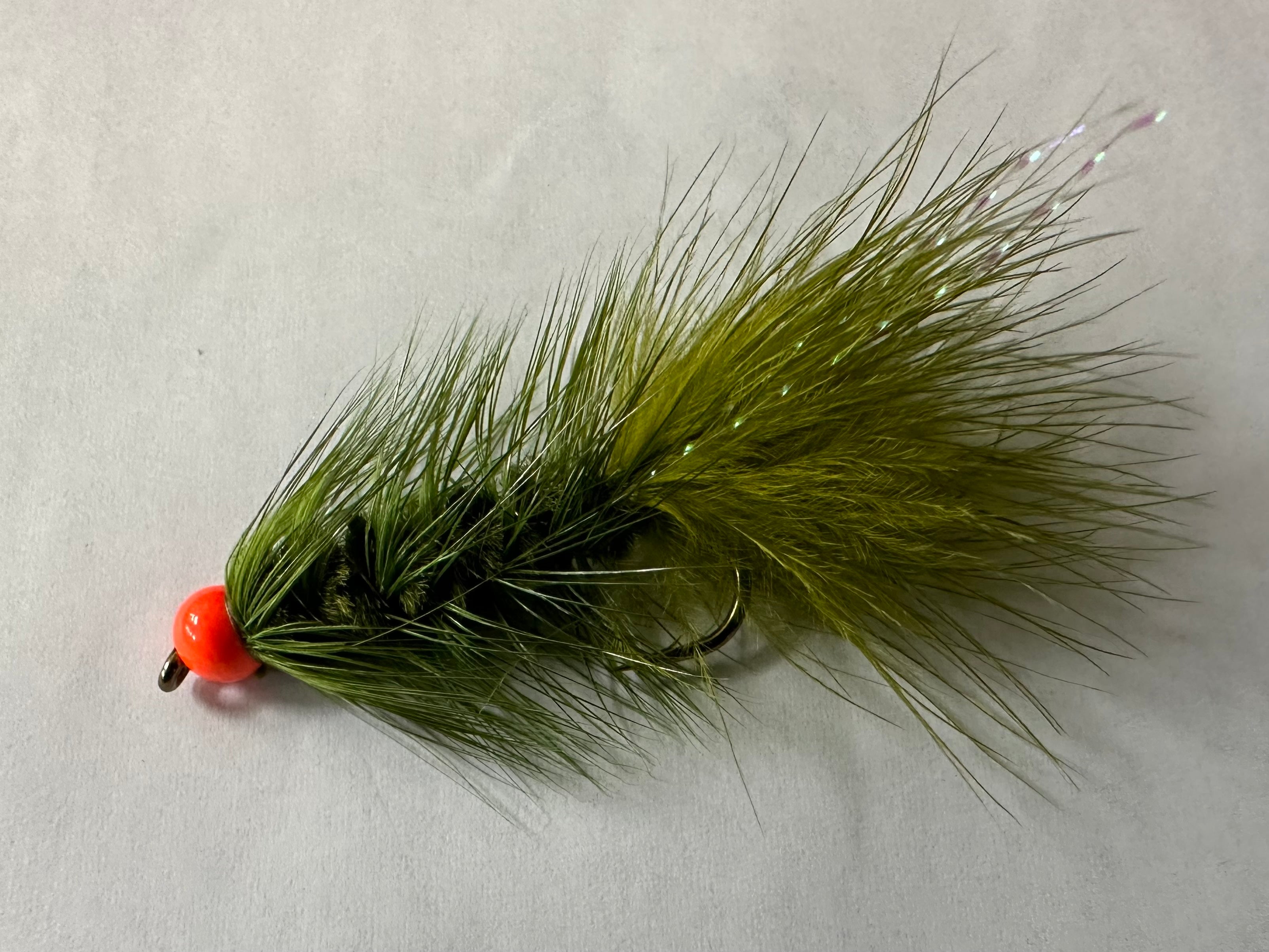 Streamer Marabou Olive Double Bille Tungstène 2.5mm 4.5mm H8 - La Fine Mouche Streamer Marabou Olive Double Bille Tungstène 2.5mm 4.5mm H8 - La Fine Mouche